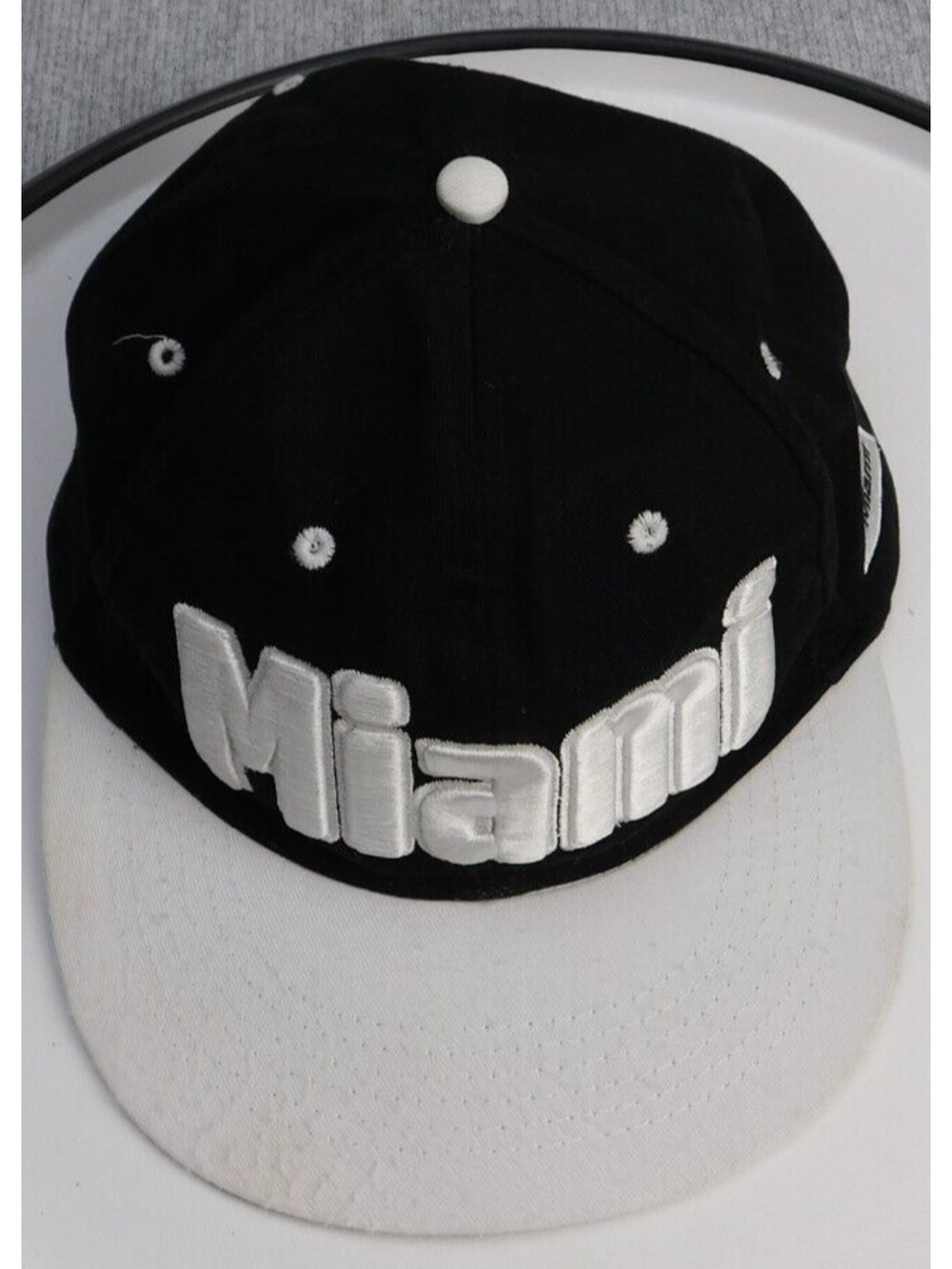 Surf Style Miami Beach Baseball Cap Black w/ White Letters Snapback Adjustable